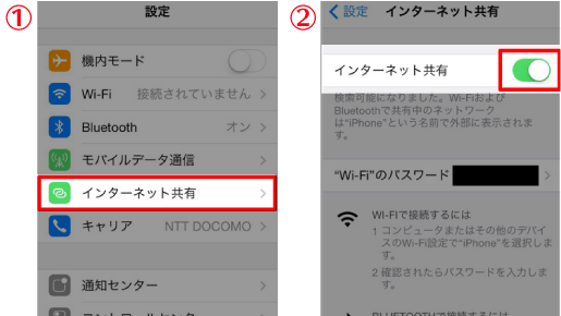iPhone5,5s,5cのテザリングやり方